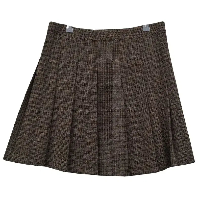 [BUNJANG] 8seconds Brown Check Pleated Skirt (L) / 에잇세컨즈 체크 브라운 스커트 73(L)