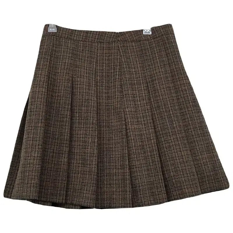 [BUNJANG] 8seconds Brown Check Pleated Skirt (L) / 에잇세컨즈 체크 브라운 스커트 73(L)