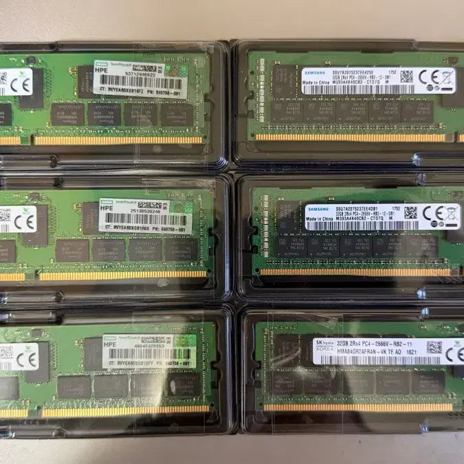 [BUNJANG] HPE/Samsung 32GB DDR4 2666V ECC Registered Server RAM Module (6 pcs) / 서버용 램 32GB DDR4 2666V ECC 메모리 Ram 6개