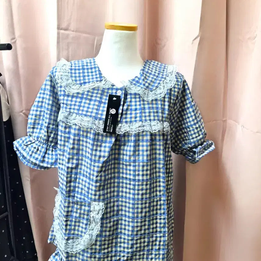 [BUNJANG] Checkered Pattern Lace Dress (4 Types) / 체크 패턴 레이스 원피스 (4종)