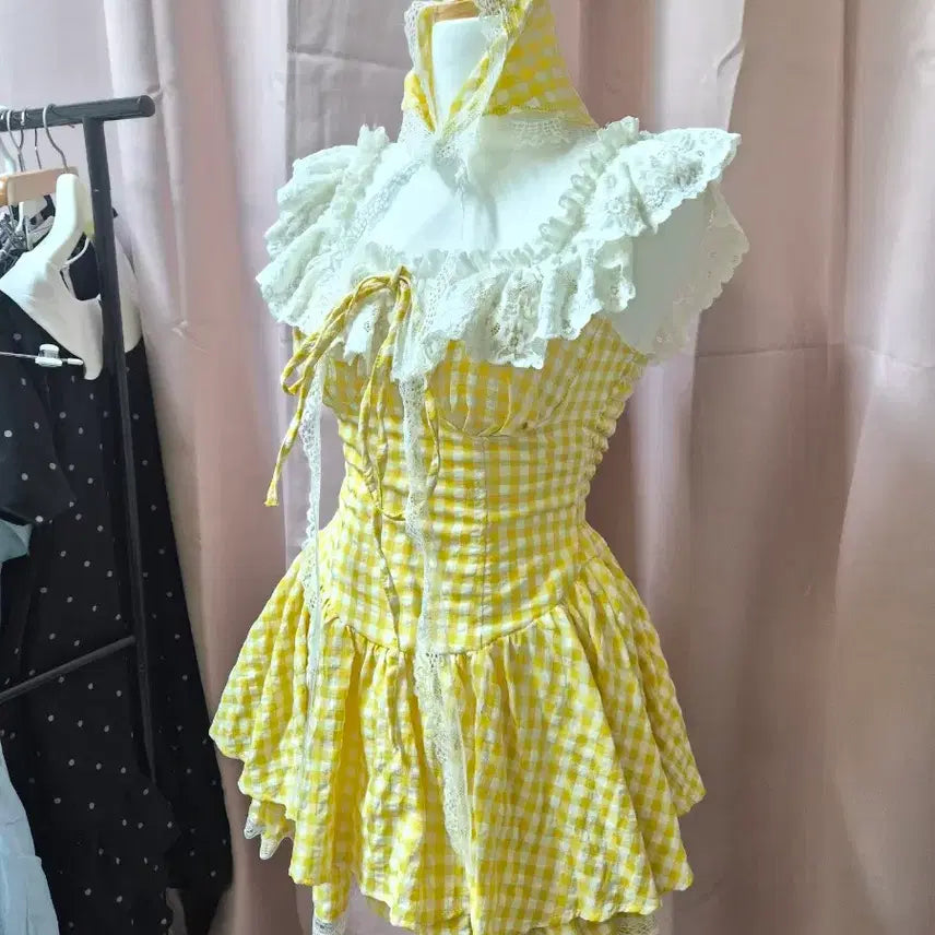 [BUNJANG] Checkered Frill Dress / 체크 무늬 프릴 원피스