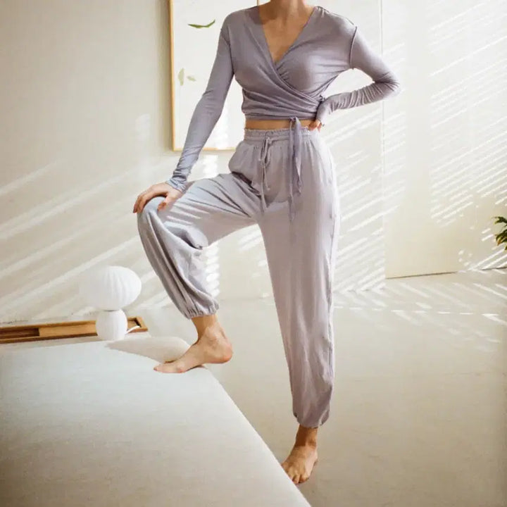 [BUNJANG] ARUEUL Shirring Ruffle Banding Pants - Sky Blue / 새상품) 아르아율 셔링 러플 밴딩 팬츠-스카이블루 요가복 단종