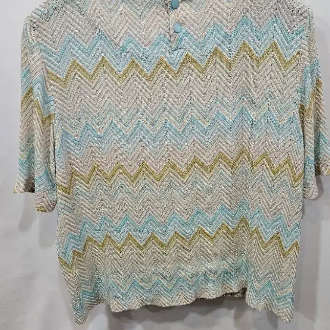 [BUNJANG] Japanese Pastel Wave Pattern Crop Knit L / 일본제 파스텔톤 물결무늬 크롭니트 L  ss9