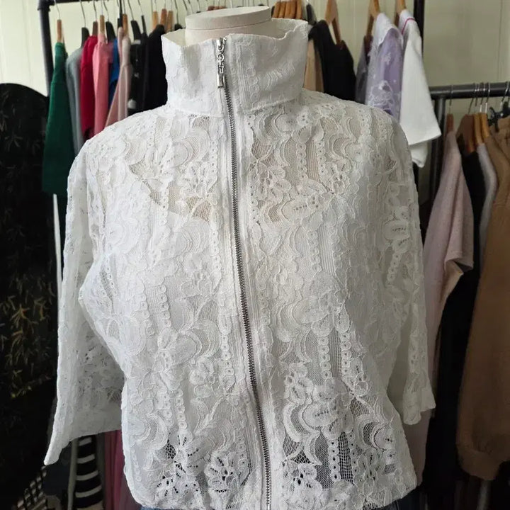 [BUNJANG] Lace Zip-Up Jacket White / 레이스 집업 자켓 화이트