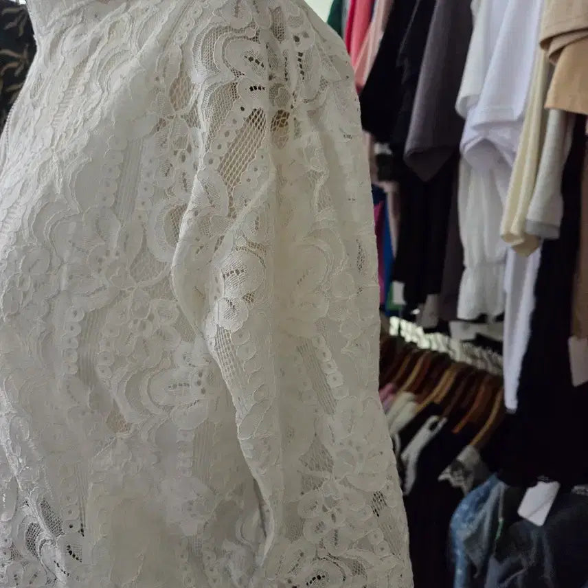 [BUNJANG] Lace Zip-Up Jacket White / 레이스 집업 자켓 화이트