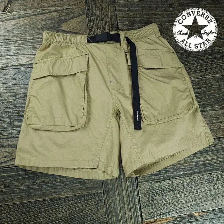 [BUNJANG] Converse Vintage Cotton Half Pants Beige / 컨버스 빈티지 밴딩 코튼 하프 팬츠 반바지 베이지 M21265