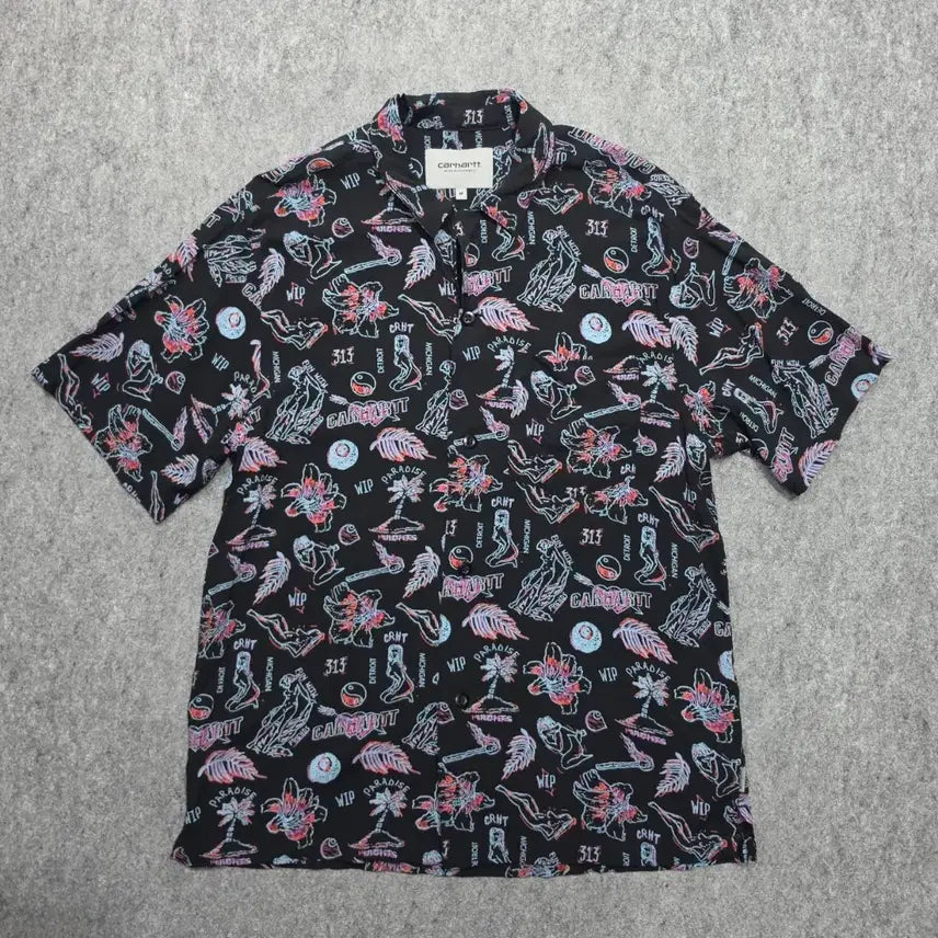 [SOLD OUT] 칼하트 WIP 올오버 파라다이스 프린트 반팔 셔츠 M