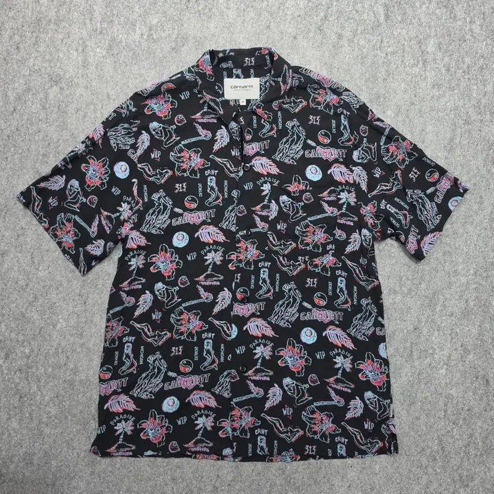 [SOLD OUT] 칼하트 WIP 올오버 파라다이스 프린트 반팔 셔츠 M