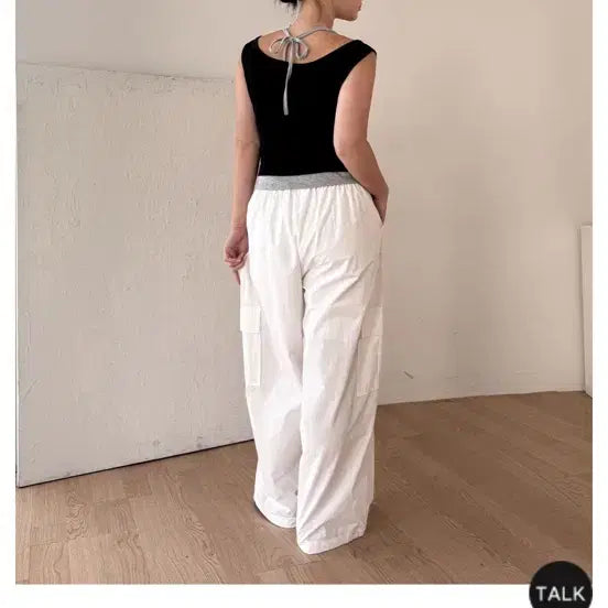 [SOLD OUT] 블루팝스 화이트 카고 와이드 팬츠 L 1 새상품