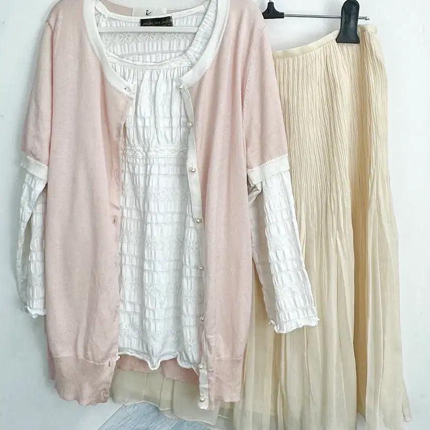 [SOLD OUT] 일본빈티지 러블리 슈슈룬 바닐라 히메 레이어드 미디스커트 코디세트