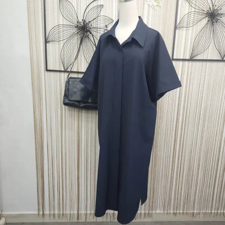 [SOLD OUT] 예쎄 77사이즈  셔츠 원피스 네이비 스판소재