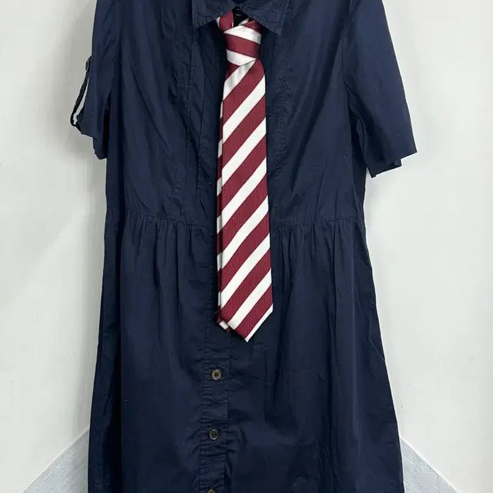 [SOLD OUT] 일본빈티지 러블리 반팔 네이비 셔츠 여름 키치 원피스 넥타이 코디세트
