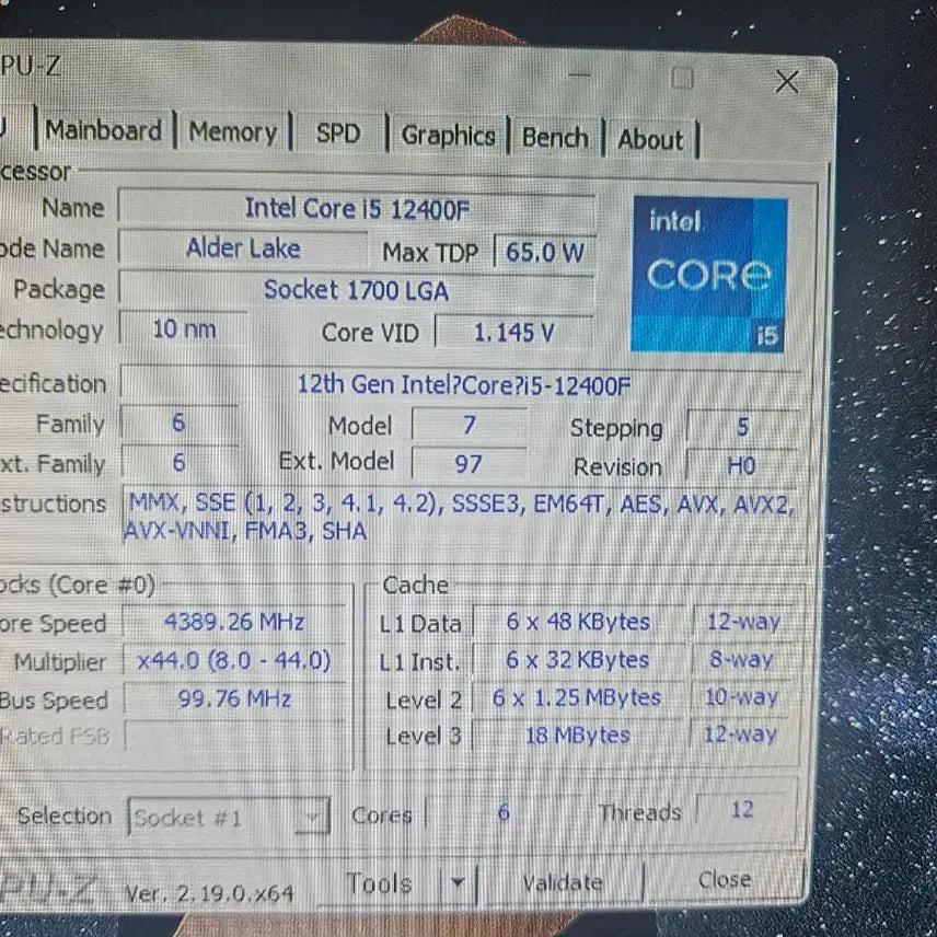 [SOLD OUT] 인텔 CPU  i5-12400F 판매합니다.