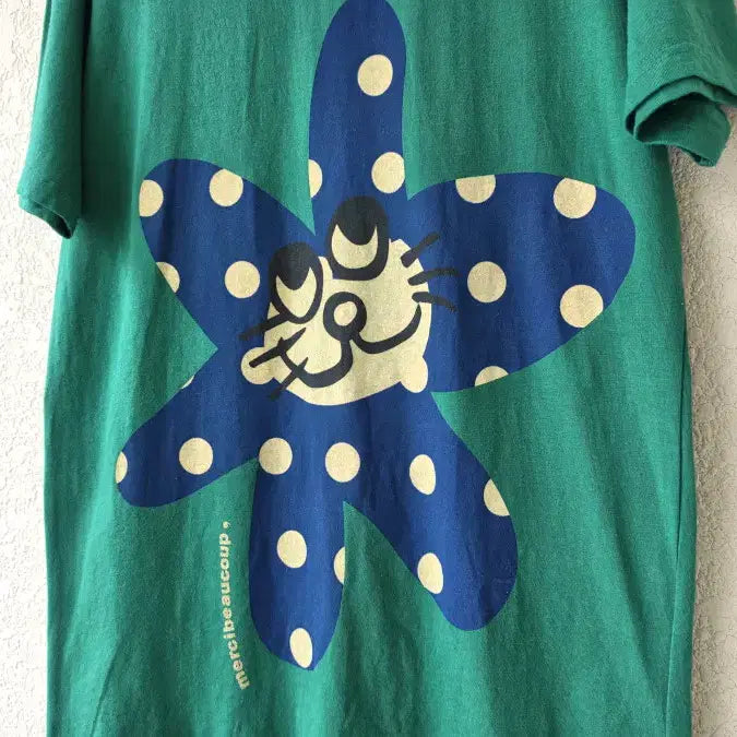 [BUNJANG] Merci Bokku Flower Cat Print T-Shirt Cotton / 메르시보꾸 플라워 캣 (made in japan)ㄸ