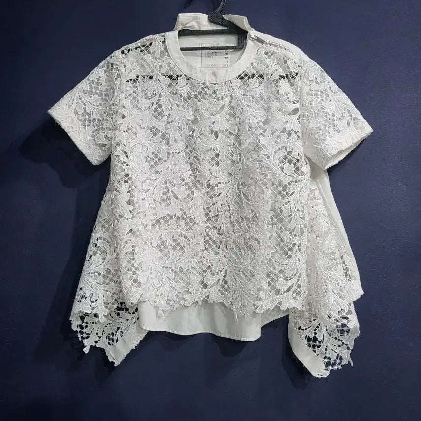 [BUNJANG] Sacai Mesh Blouse White Size 1 / 사카이 메시 블라우스