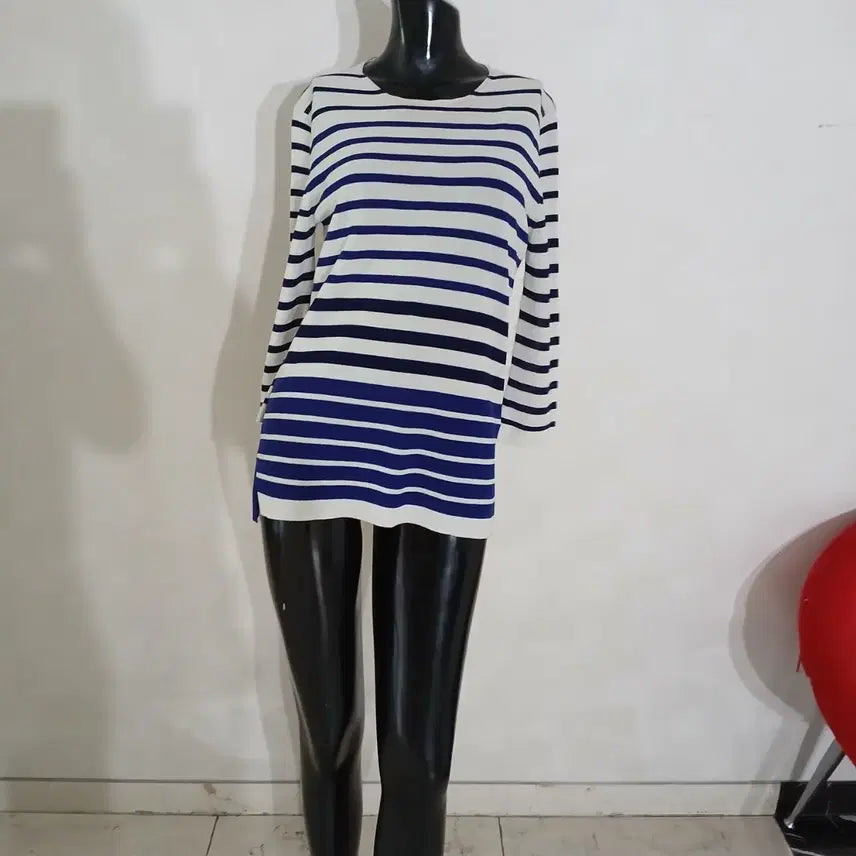 [BUNJANG] Time Stripe Colorblock Summer Knit / 타임 스트라이프 배색 여름 니트