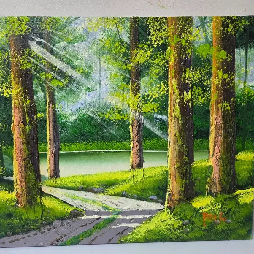 [BUNJANG] Park Jin Landscape Oil Painting "Forest Path" / 박진 화가 풍경화 숲길 유화 작품