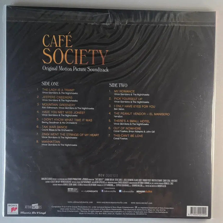 [BUNJANG] Café Society OST Limited Edition Clear &amp; White Marbled Vinyl (180g Audiophile) / 카페 소사이어티 OST LP 한정반103번 (클리어 화이트마블, 미개봉)