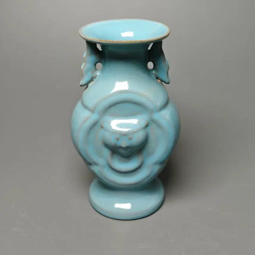 [BUNJANG] Song Yeoyo Celadon Porcelain Double-eared Vase with Raised Face Design / 송 여요 청자 양각귀면상 쌍이편병 중국도자기 골동품 고미술품 수집품