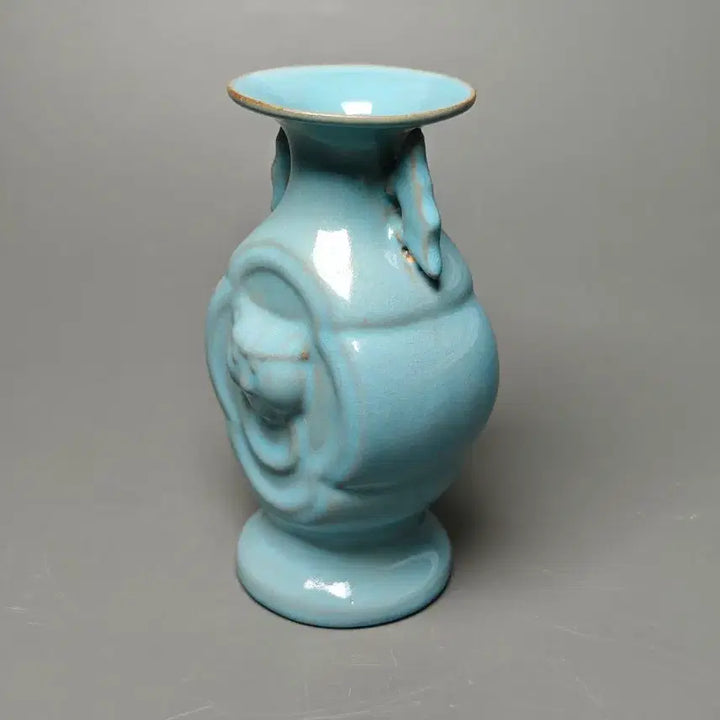 [BUNJANG] Song Yeoyo Celadon Porcelain Double-eared Vase with Raised Face Design / 송 여요 청자 양각귀면상 쌍이편병 중국도자기 골동품 고미술품 수집품