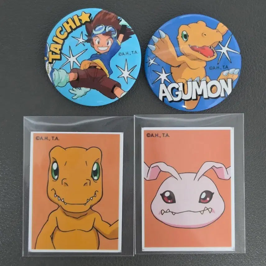 [BUNJANG] Digimon Adventure Taichi Agumon Koromon Photo Sticker Can Badge / 디지몬 디지몬어드벤처 신태일 아구몬 코로몬 증명사진 증사 캔뱃지 판매
