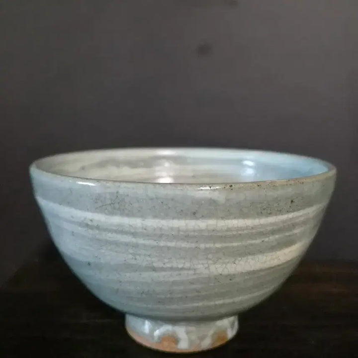 [BUNJANG] Princess Bangja Yi "Gahye" White Slip Decorated Stoneware Tea Bowl (Dawan) / 다완 (가혜,이방자,  k-354)
