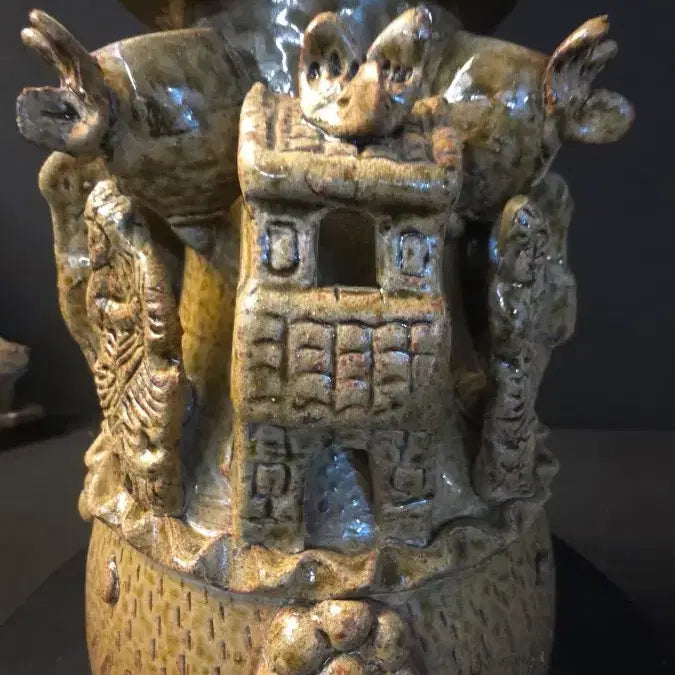 [BUNJANG] Chinese Ancient Tomb Goods: Pavilion, Figures, and Animals Motif Ceramic / 260624-3 회유 누각인물문 명기호