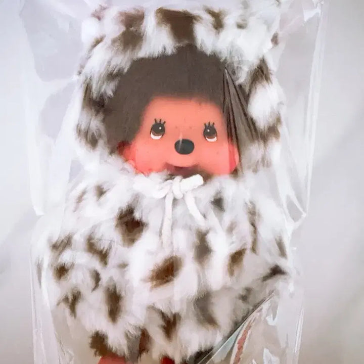 [BUNJANG] Sekiguchi Monchhichi Leopard Print White (Classic) / 몬치치 레오파드 호피몬치치 화이트 세키구치 고전