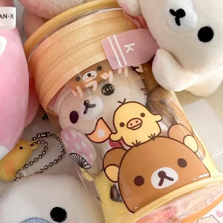 [BUNJANG] Rilakkuma Plush Pouch &amp; Handkerchief Set / 리락쿠마 인형 파우치 손수건