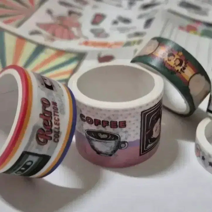 [BUNJANG] Retro Masking Tape &amp; Sticker Set / 테잎7종/스티커9종)고전 레트로 마스킹 세트