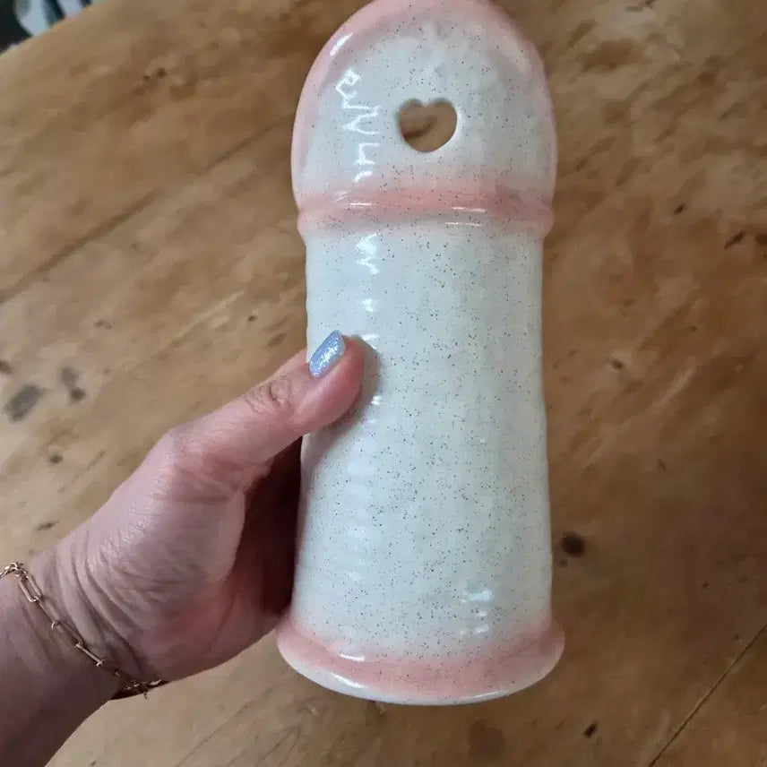 [BUNJANG] Pink Heart Wall-Mounted Vase / <무료배송> 벽걸이형 화병 핑크 하트 디자인  높이19~14x지름7.5