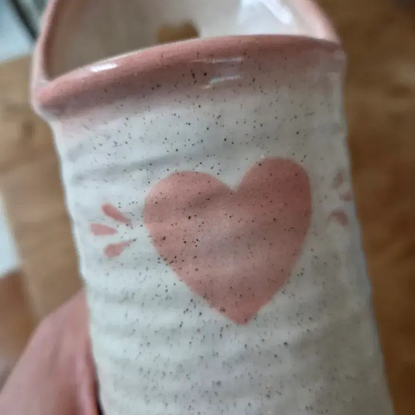 [BUNJANG] Pink Heart Wall-Mounted Vase / <무료배송> 벽걸이형 화병 핑크 하트 디자인  높이19~14x지름7.5