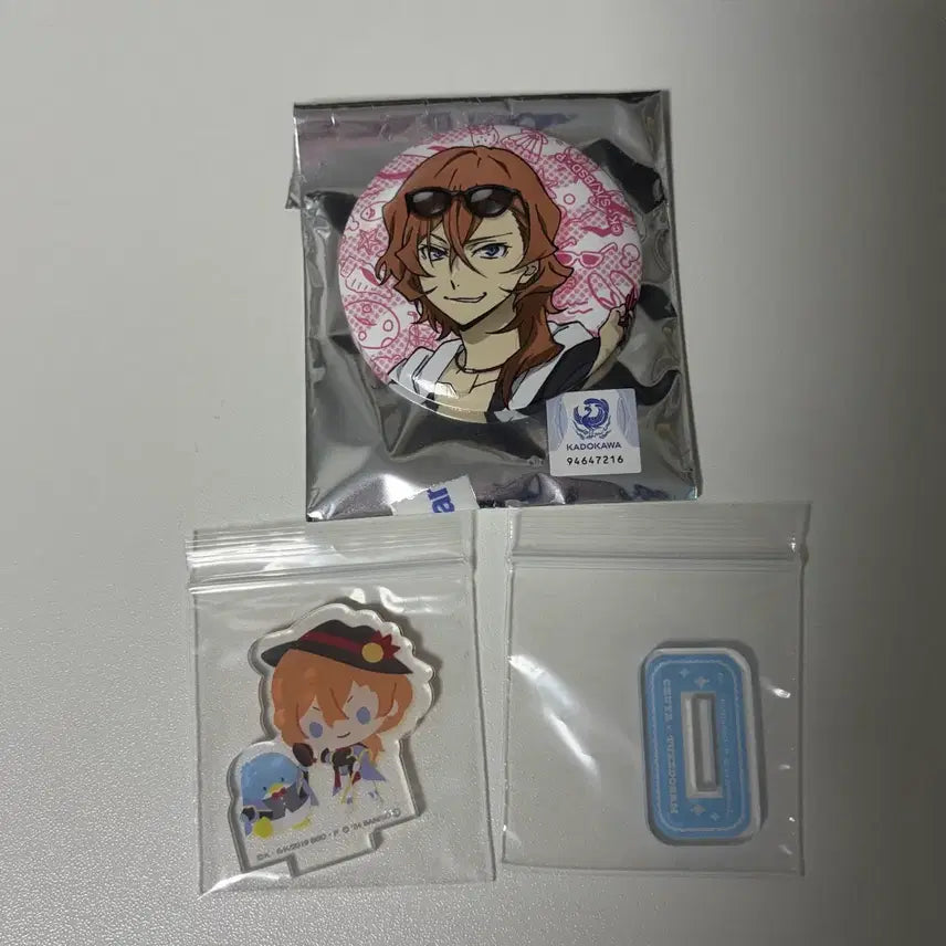 [BUNJANG] Bungo Stray Dogs Chuuya Swimsuit Badge Acrylic Stand Bundle Set / (일괄) 문호스트레이독스 문스독 츄야 수영복 뱃지 아크릴 스탠드