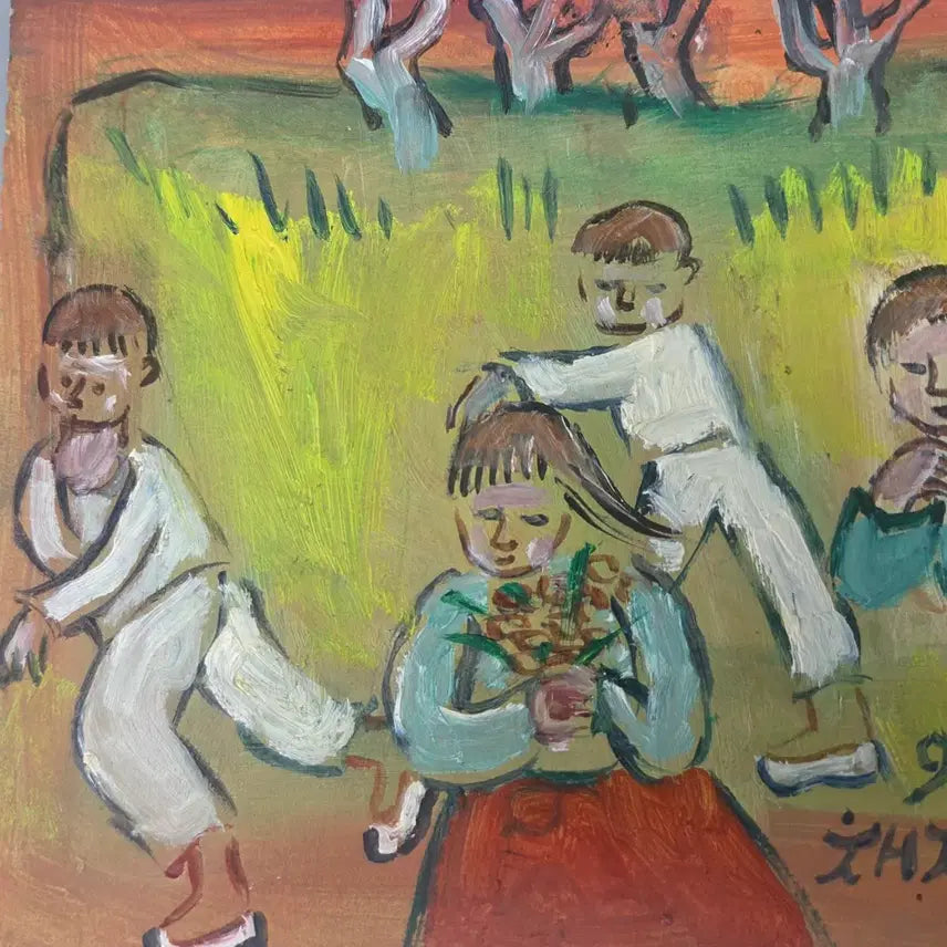 [BUNJANG] Chae Jeong-kwon (1931-2009) "Childhood Innocence" Gouache on Paper / 서양화 유화 부산 경남 1세대 작가 채정권 동심 종이에 유채