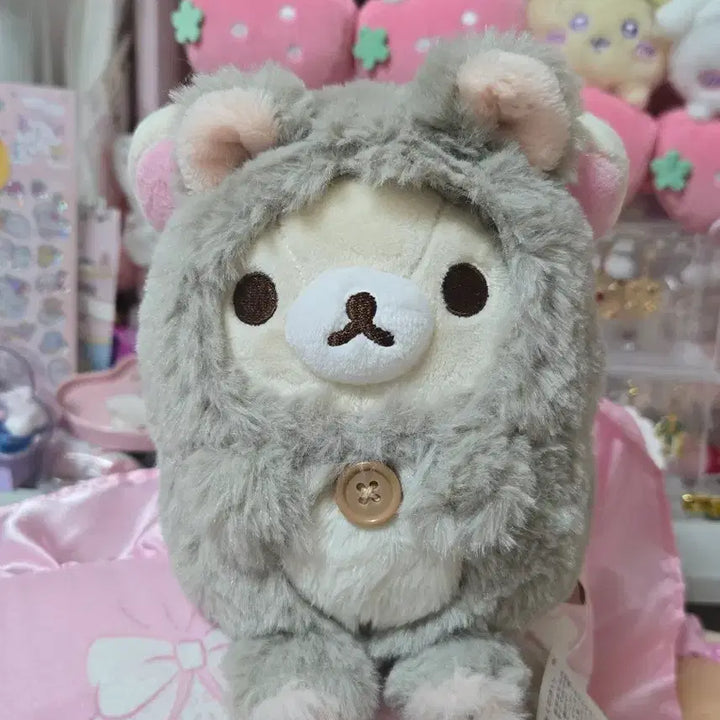[BUNJANG] Rilakkuma Chinchilla Rattles Plush Toy / (희귀)친칠라 딸랑이 코리락쿠마 인형