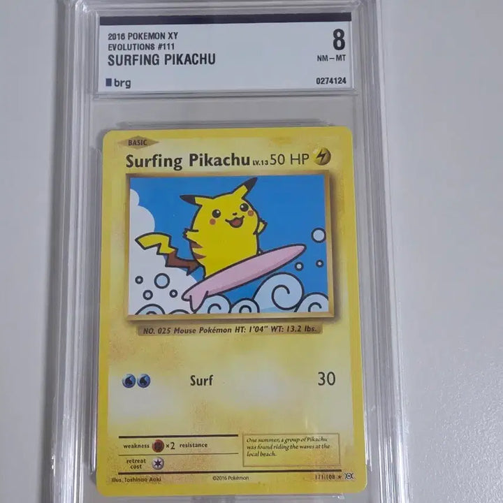 [BUNJANG] Pokemon XY Pikachu Surfing Trading Card Graded 8 / 서핑피카츄 brg 8