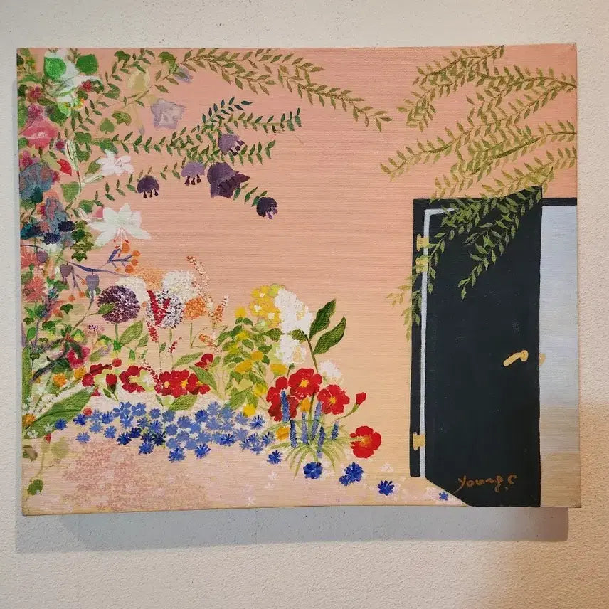 [BUNJANG] Yoon Young-chun "Feast of Flowers" Oil and Mixed Media on Canvas / [유명작가] 윤영천 화백의 꽃의 향연  공간을 채우는 시적인 서정성