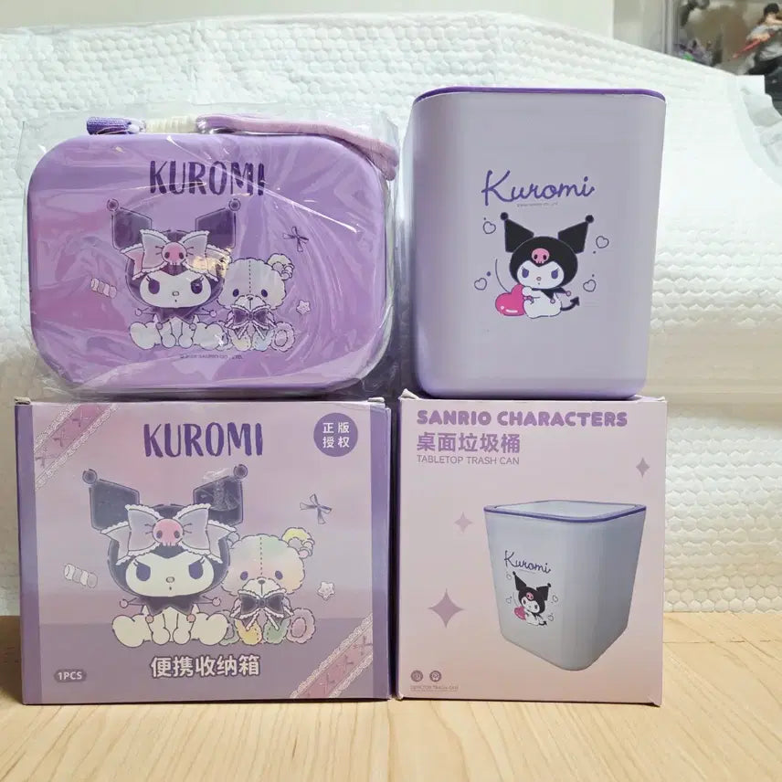 [BUNJANG] Sanrio Kuromi Mini Bag &amp; Desk Trash Can Set / [무료배송/사은품증정] 산리오 쿠로미 미니 가방 + 탁상용 쓰레기통