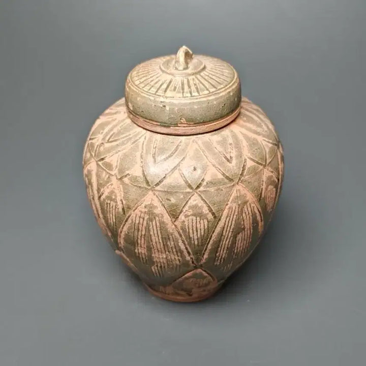 [BUNJANG] Yuan Dynasty Celadon Lotus Pattern Jar with Lid / [진품] 출토품 원대 연화문 청자 합호 항아리 중국도자기 골동품 수집품