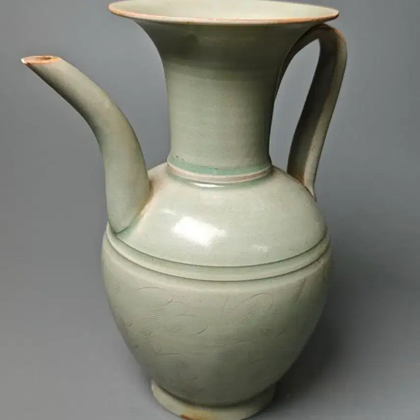 [BUNJANG] Northern Song Dynasty Yue Ware Celadon Glazed Engraved Cloud Pattern Ewer / [진품] 출토품 북송 월요 청유 음각문 주자 주전자 중국도자기 골동품 수