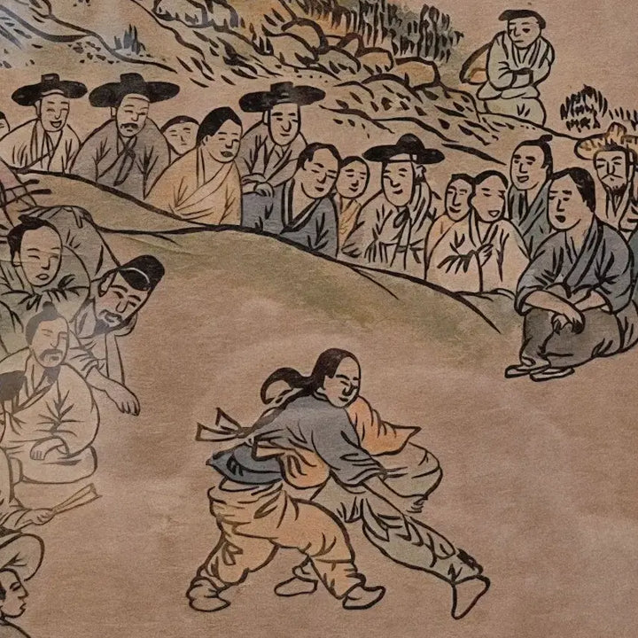 [BUNJANG] Kim Hong-do Style "Ssireum" Folk Painting / 풍속화/ 씨름/채색화