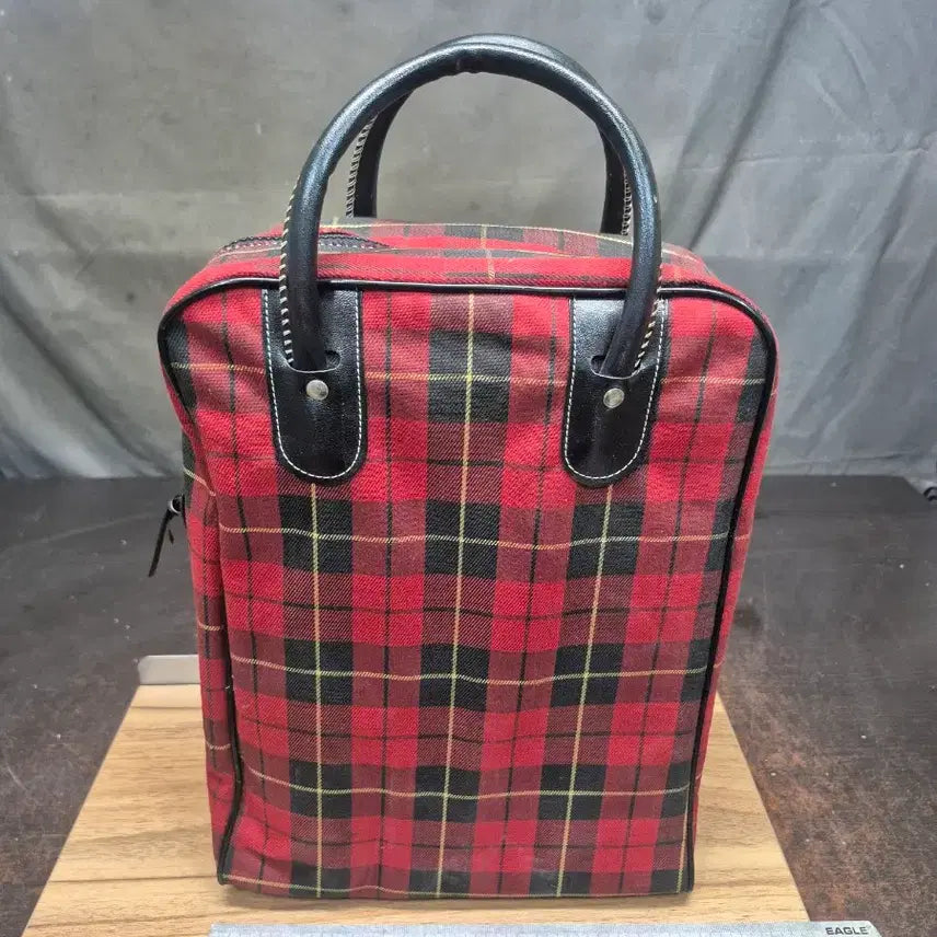 [BUNJANG] 1980s Checkered Tote Bag, Thermos, and Picnic Case Bundle / 1980년대 체크 패턴 토트백과 보온병과 피크닉케이스 일괄