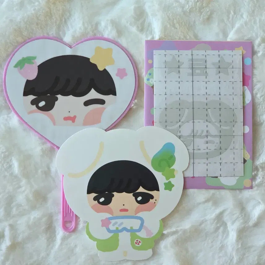 [BUNJANG] NCT WISH Ryo Mini Uchiwa (Vans Collaboration) with Translucent Sticker and Large Sticker / 엔시티 위시 료 다님 미니 우치와 반스 반사스티커 왕스티커