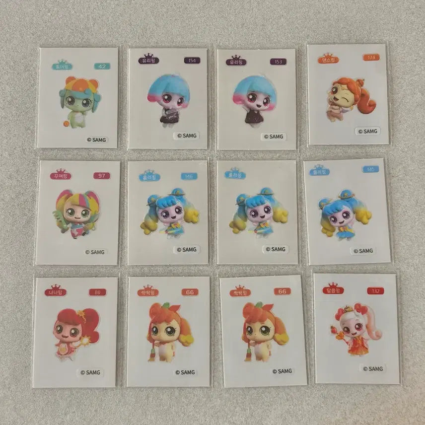 [BUNJANG] TINIFING Sticker Sheet Bundle (Approx. 62 sheets, including Hacheuping) / 티니핑 띠부씰 62장 대량 (하츄핑 등) (판매/교환->산리오/리락쿠마 등)