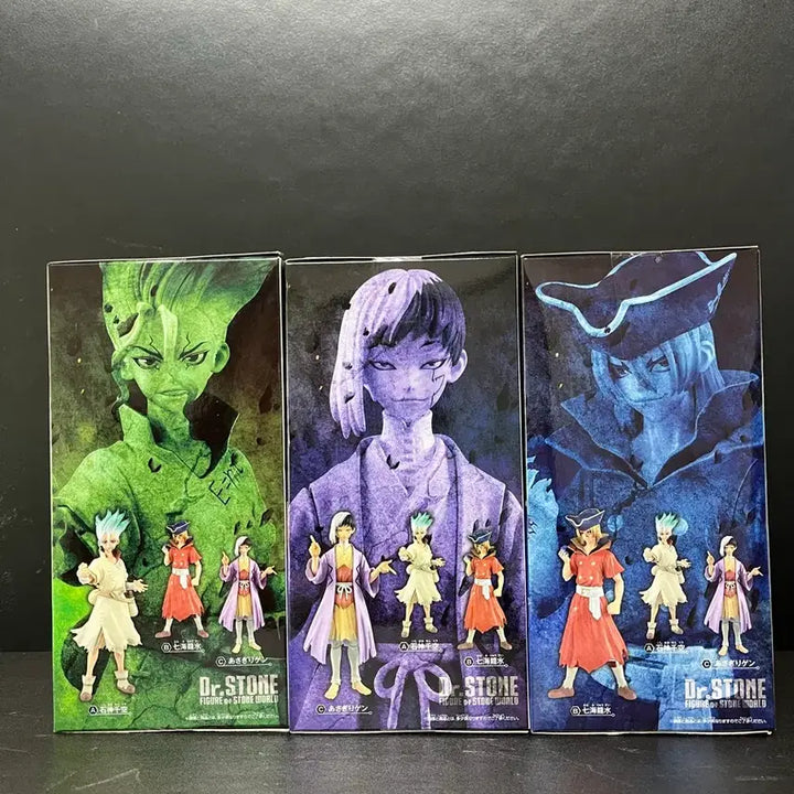 [BUNJANG] Dr. Stone 3-Figure Set (Senku Ishigami, Gen Asagiri) Unsealed / 미개봉세트 닥터스톤 피규어 3종 세트 (센쿠피규어,아사기리켄 피규어)