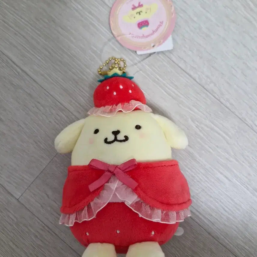[BUNJANG] Pompompurin Strawberry Crown Mascot &amp; Pouch Set / 폼폼푸린 딸기왕관 마스코트