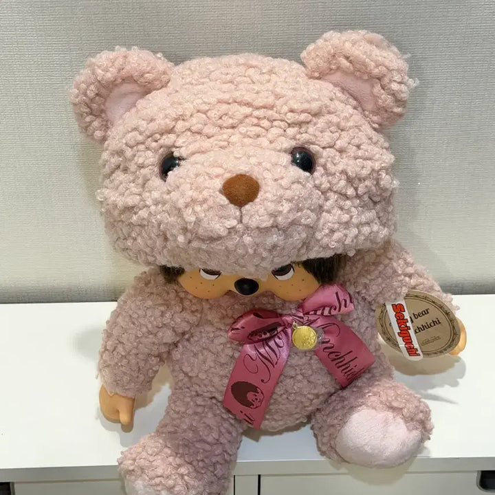 [BUNJANG] Monchhichi Large Size Pink ManduBear / 만두볼 핑크곰돌이 몬치치 라지사이즈