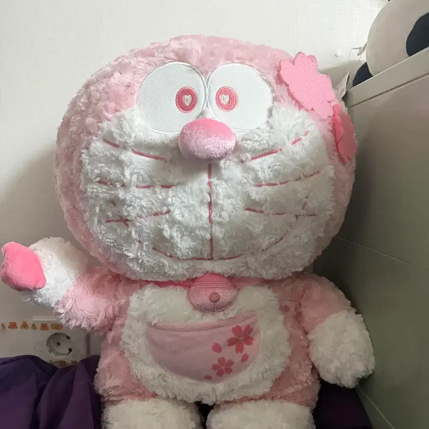[BUNJANG] Pink Cherry Blossom Doraemon Plush 50cm / 핑크 벚꽃 도라에몽 인형 50cm
