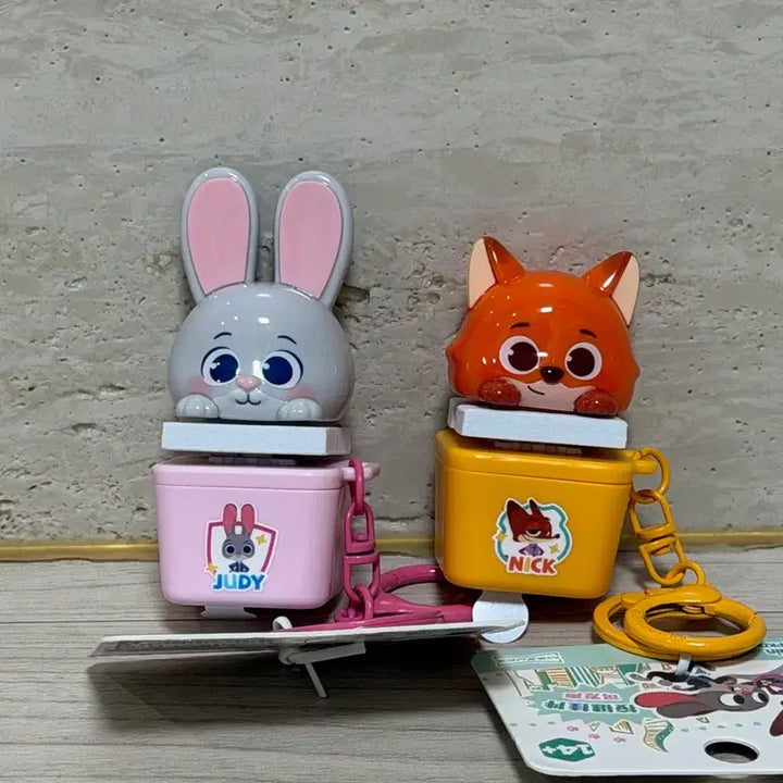 [BUNJANG] Zootopia Judy &amp; Nick Face Keycap Keyring Set / [일괄] 주토피아 주디 닉 얼굴 피규어 키캡 키링 세트