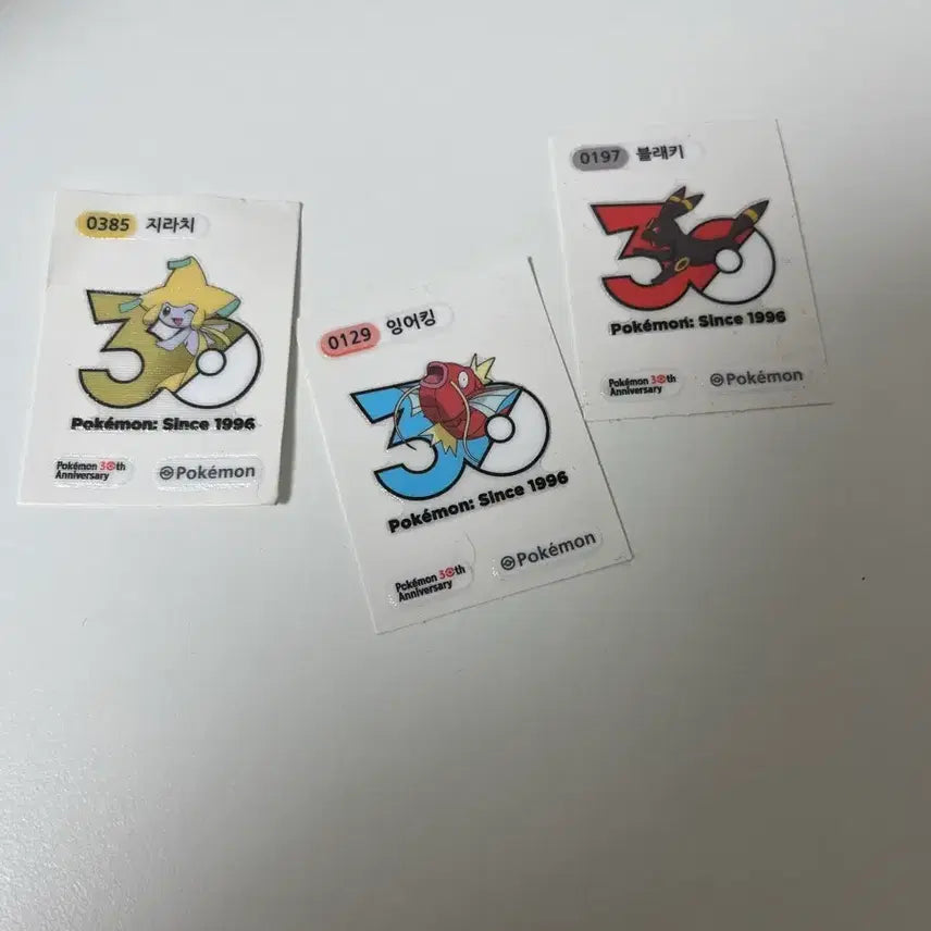 [BUNJANG] Pokemon 30th Anniversary Special Edition Stickers (Jirachi, Magikarp, Umbreon) / 포켓몬 30주년 기념 띠부띠부씰 (지라치/잉어킹/블래키)